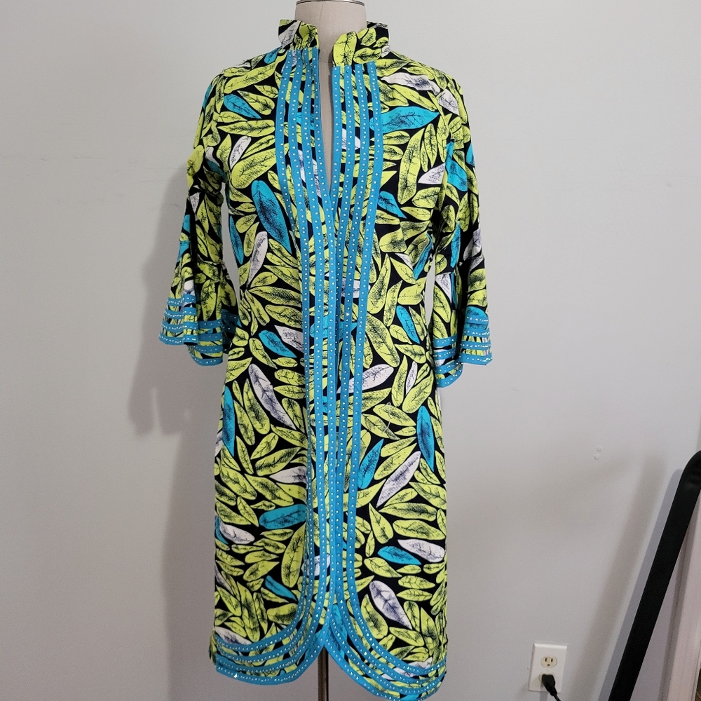Ankara Print Embellished Duster Jacket